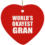 World's Okayest Gran - Heart Ornament