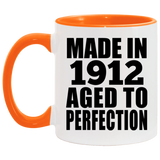 112th Birthday Made In 1912 Aged To Perfection - 11oz Accent Mug Orange