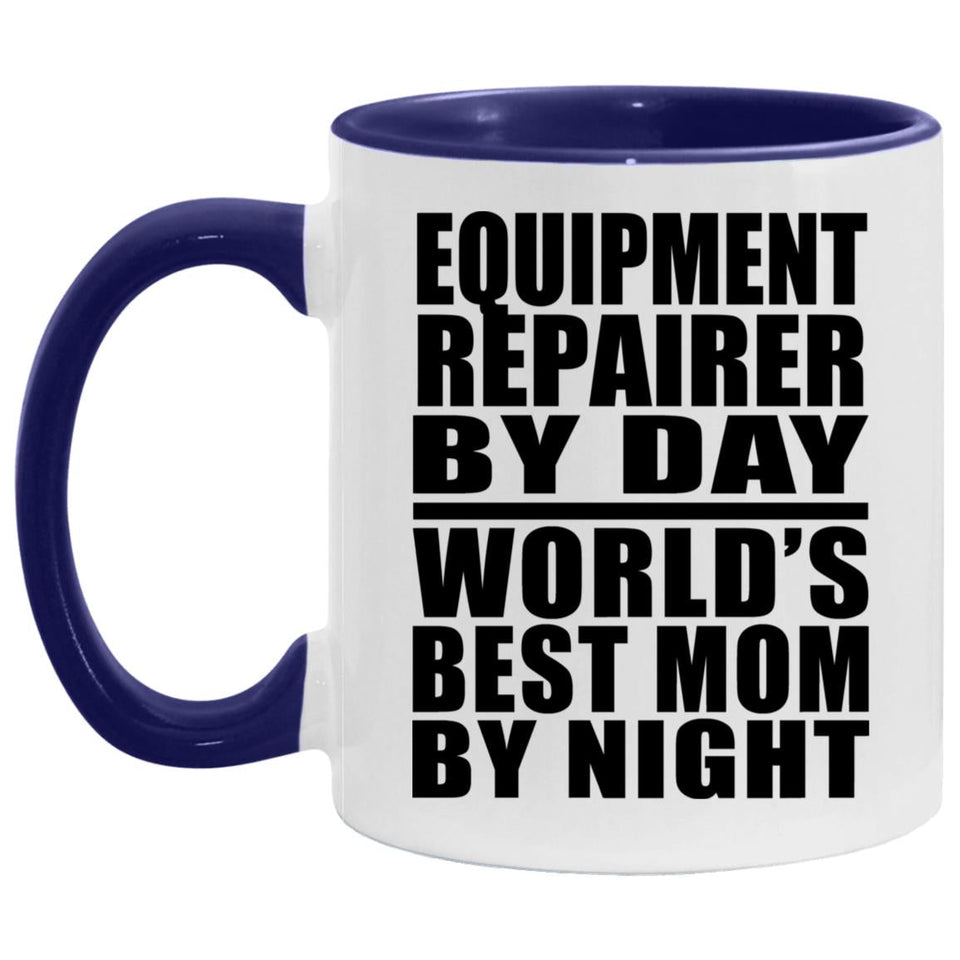 Equipment Repairer By Day World's Best Mom By Night - 11oz Accent Mug Purple