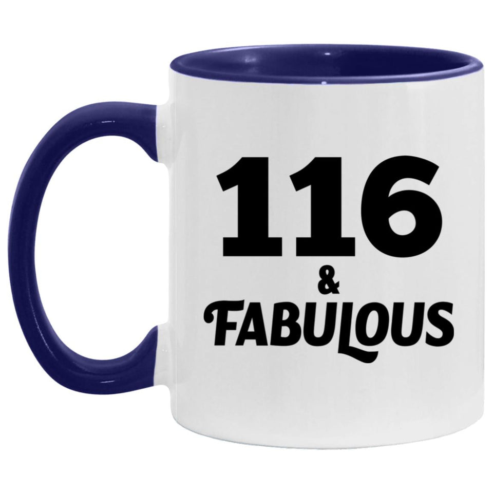 116th Birthday 116 & Fabulous - 11oz Accent Mug Purple