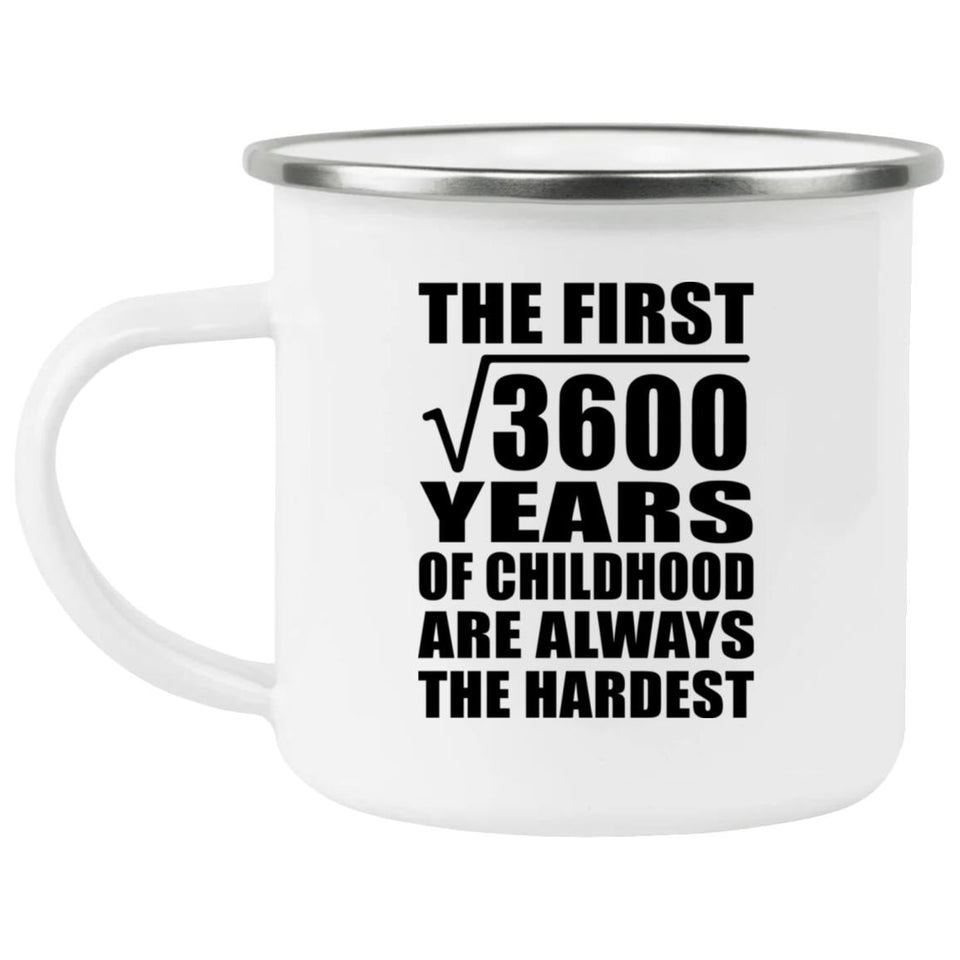 60th Birthday Square Root of 3600 Years of Childhood - 12oz Camping Mug