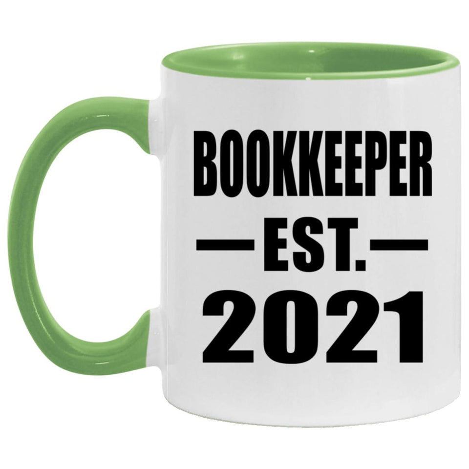Bookkeeper Established EST. 2021 - 11oz Accent Mug Green