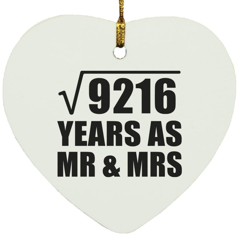 96th Anniversary Square Root of 9216 Years As Mr & Mrs - Heart Ornament