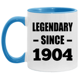 120th Birthday Legendary Since 1904 - 11oz Accent Mug Blue