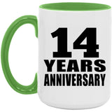 14th Anniversary 14 Years Anniversary - 15oz Accent Mug Green