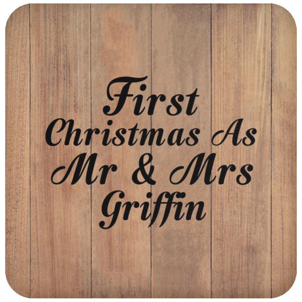 First Christmas As Mr & Mrs Griffin - Drink Coaster C