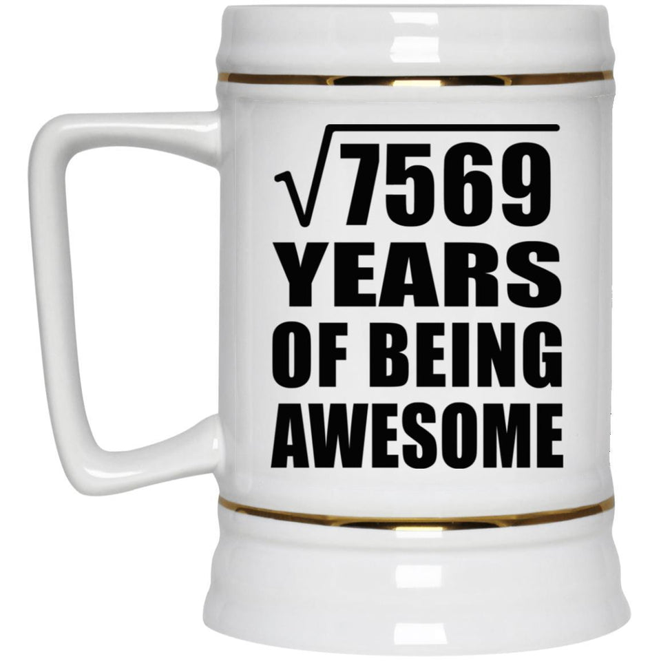 87th Birthday Square Root of 7569 Years of Being Awesome - Beer Stein