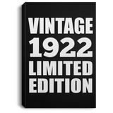 102nd Birthday Vintage 1922 Limited Edition - Canvas Portrait