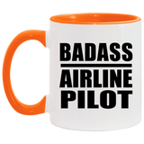 Badass Airline Pilot - 11oz Accent Mug Orange