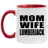 Mom Wife Lumberjack - 11oz Accent Mug Red