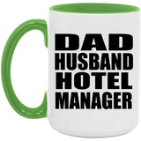 Dad Husband Hotel Manager - 15oz Accent Mug Green