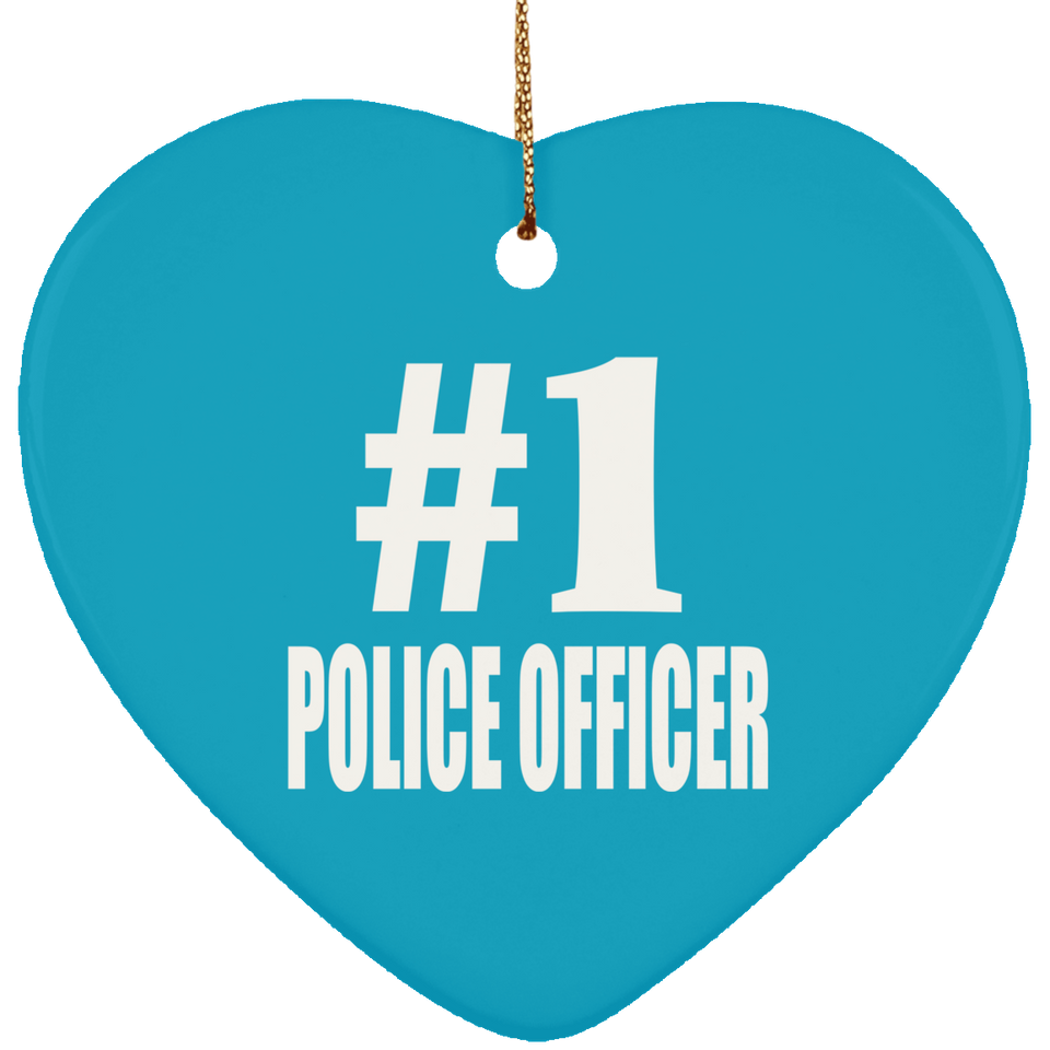 Number One #1 Police Officer - Heart Ornament