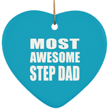 Most Awesome Step Dad - Heart Ornament
