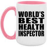 World's Best Health Inspector - 15oz Accent Mug Pink