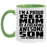 Proud CEO Mom Of Awesome Son - 11oz Accent Mug Green