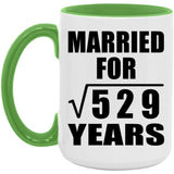 23rd Anniversary Married For Square Root of 529 Years - 15oz Accent Mug Green