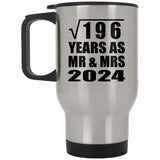 14th Anniversary Square Root of 196 Years As Mr & Mrs 2024 - Silver Travel Mug