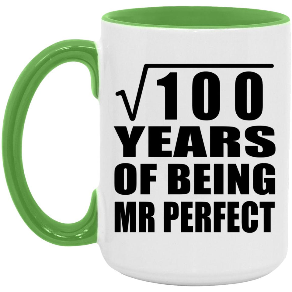 10th Anniversary Square Root of 100 Years of Mr Perfect - 15oz Accent Mug Green