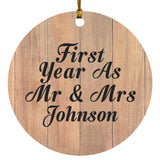 First Year As Mr & Mrs Johnson - Circle Ornament C