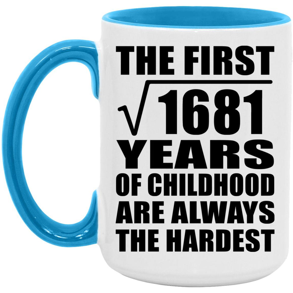 41st Birthday Square Root of 1681 Years of Childhood - 15oz Accent Mug Blue