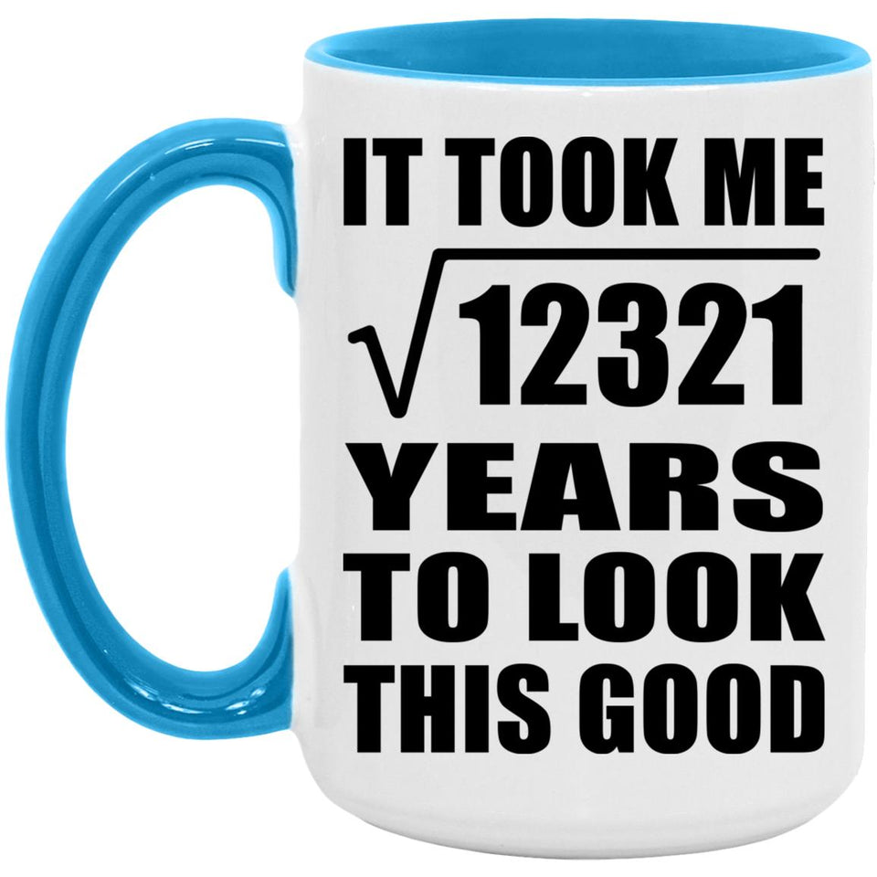 111th Birthday Took Square Root of 12321 Years To Look Good - 15oz Accent Mug Blue