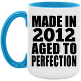 12th Birthday Made In 2012 Aged to Perfection - 15oz Accent Mug Blue