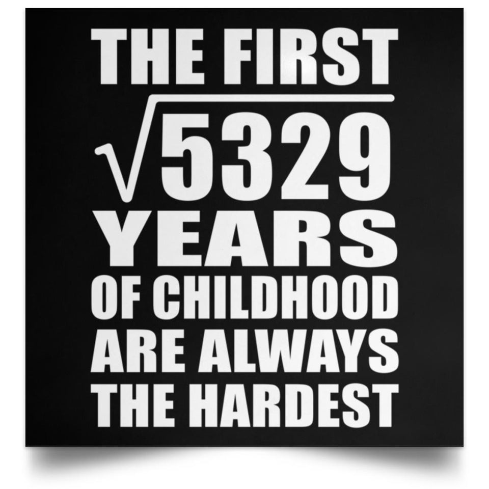 73rd Birthday Square Root of 5329 Years of Childhood - Poster Square