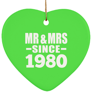 44th Anniversary Mr & Mrs Since 1980 - Heart Ornament
