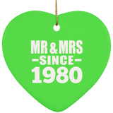 44th Anniversary Mr & Mrs Since 1980 - Heart Ornament
