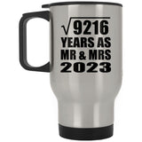 96th Anniversary Square Root of 9216 Years As Mr & Mrs 2023 - Silver Travel Mug