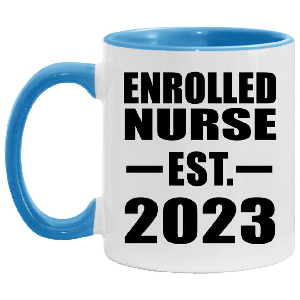 Enrolled Nurse Established EST. 2023 - 11oz Accent Mug Blue