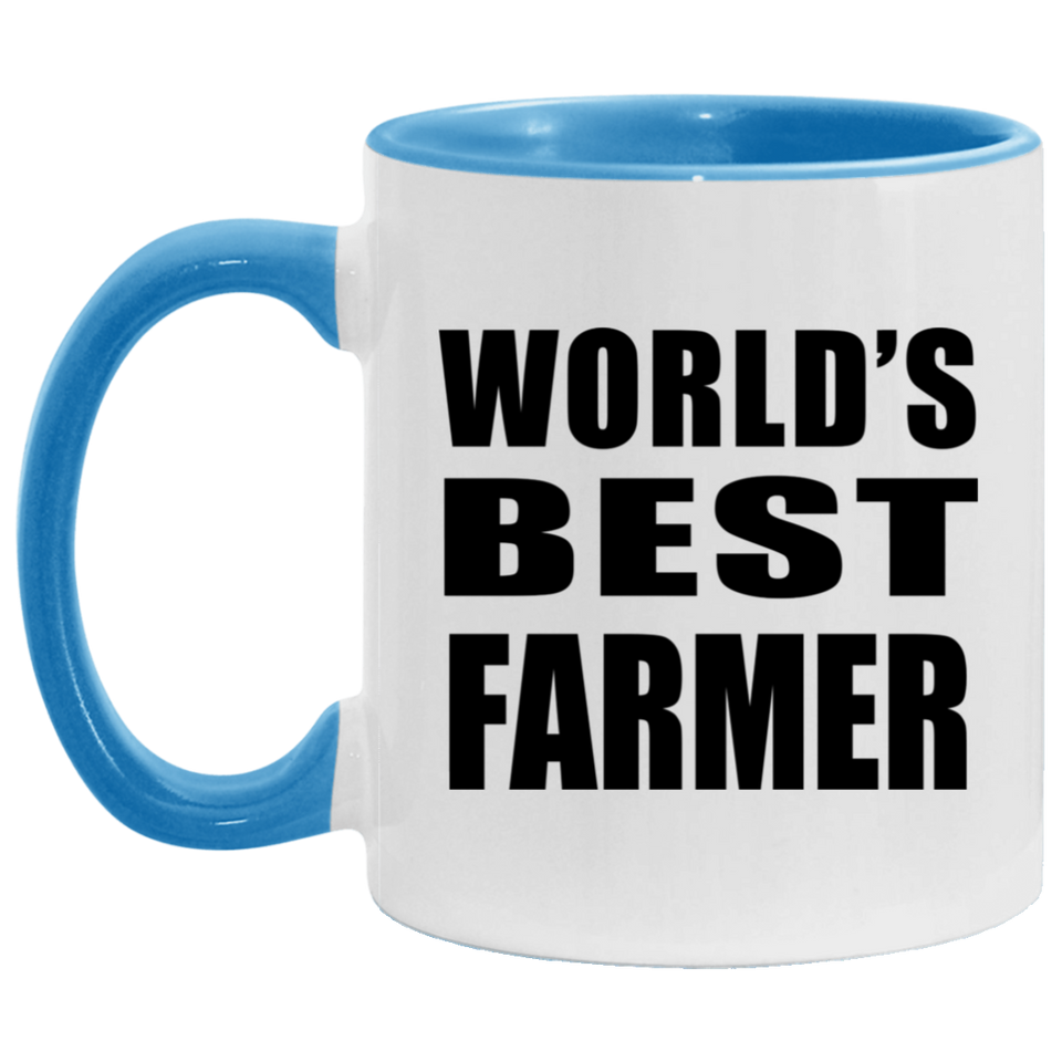 World's Best Farmer - 11oz Accent Mug Blue