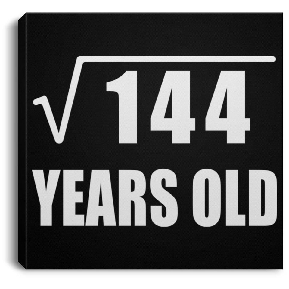 12th Birthday Square Root of 144 Years Old - Canvas Square