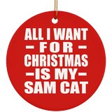 All I Want For Christmas Is My Sam Cat - Circle Ornament