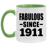 113th Birthday Fabulous Since 1911 - 11oz Accent Mug Green