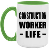Construction Worker Life - 15oz Accent Mug Green