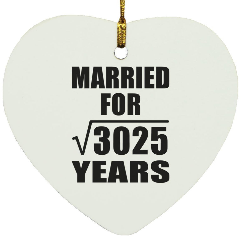 55th Anniversary Married For Square Root of 3025 Years - Heart Ornament