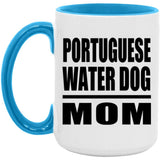 Portuguese Water Dog Mom - 15oz Accent Mug Blue