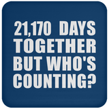 58th Anniversary 21,170 Days Together But Who's Counting - Drink Coaster