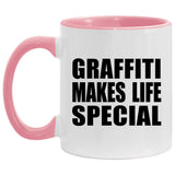 Graffiti Makes Life Special - 11oz Accent Mug Pink