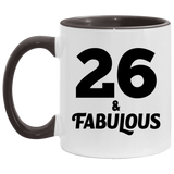 26th Birthday 26 & Fabulous - 11oz Accent Mug Black