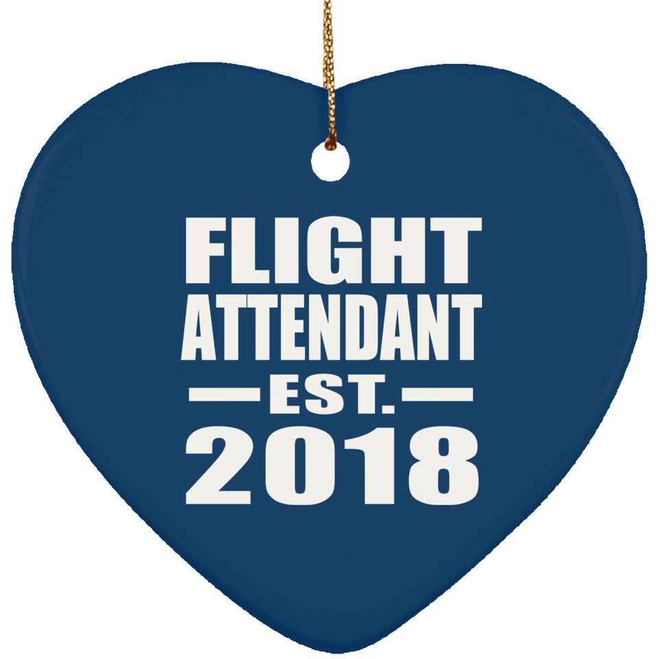 Flight Attendant Established EST. 2018 - Heart Ornament