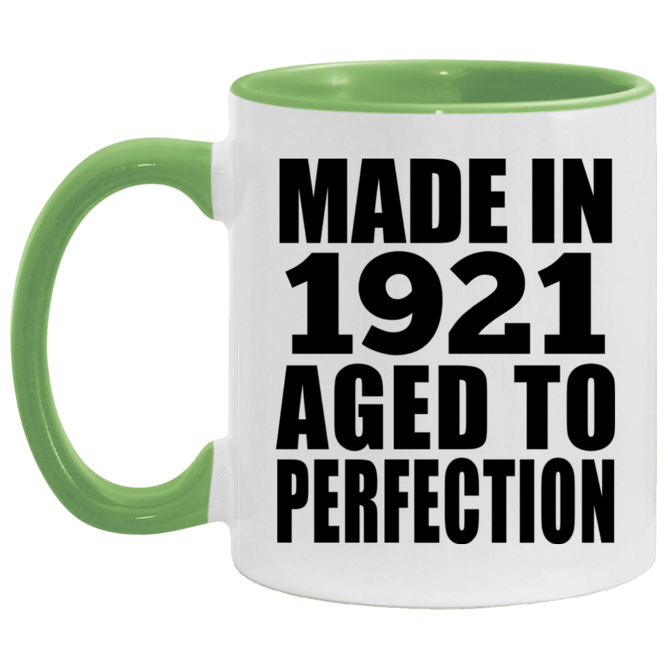 103rd Birthday Made In 1921 Aged to Perfection - 11oz Accent Mug Green