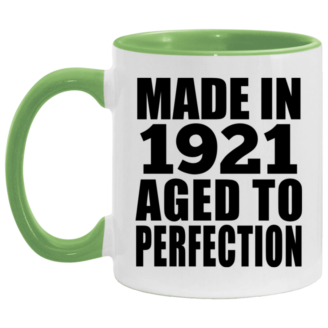 103rd Birthday Made In 1921 Aged to Perfection - 11oz Accent Mug Green