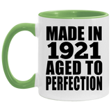 103rd Birthday Made In 1921 Aged to Perfection - 11oz Accent Mug Green