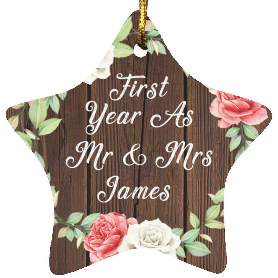 First Year As Mr & Mrs James - Star Ornament A