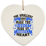 The Smallest Hands Make The Biggest Mark On Grandpa's Heart - Heart Ornament