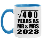 20th Anniversary Square Root of 400 Years As Mr & Mrs 2023 - 11oz Accent Mug Blue