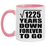 35th Anniversary Square Root of 1225 Years Down Forever To Go - 11oz Accent Mug Pink