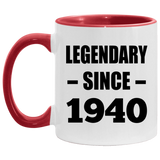 84th Birthday Legendary Since 1940 - 11oz Accent Mug Red